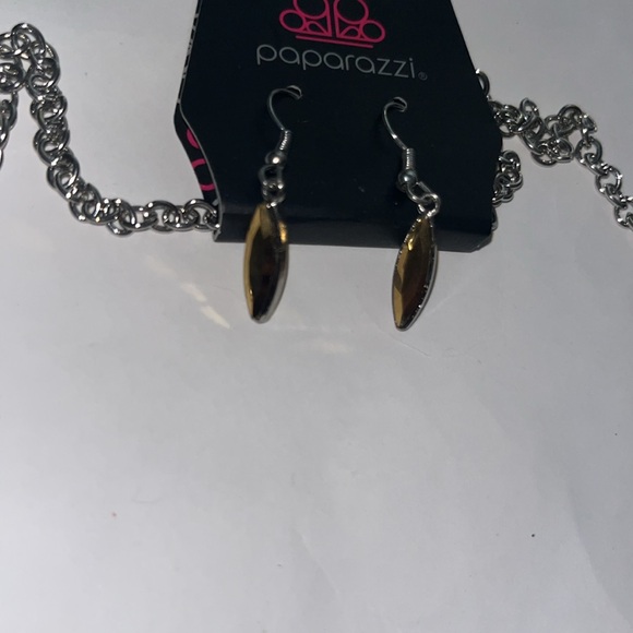 Crown Couture Silver and Brass Gem Necklace - Picture 3 of 6